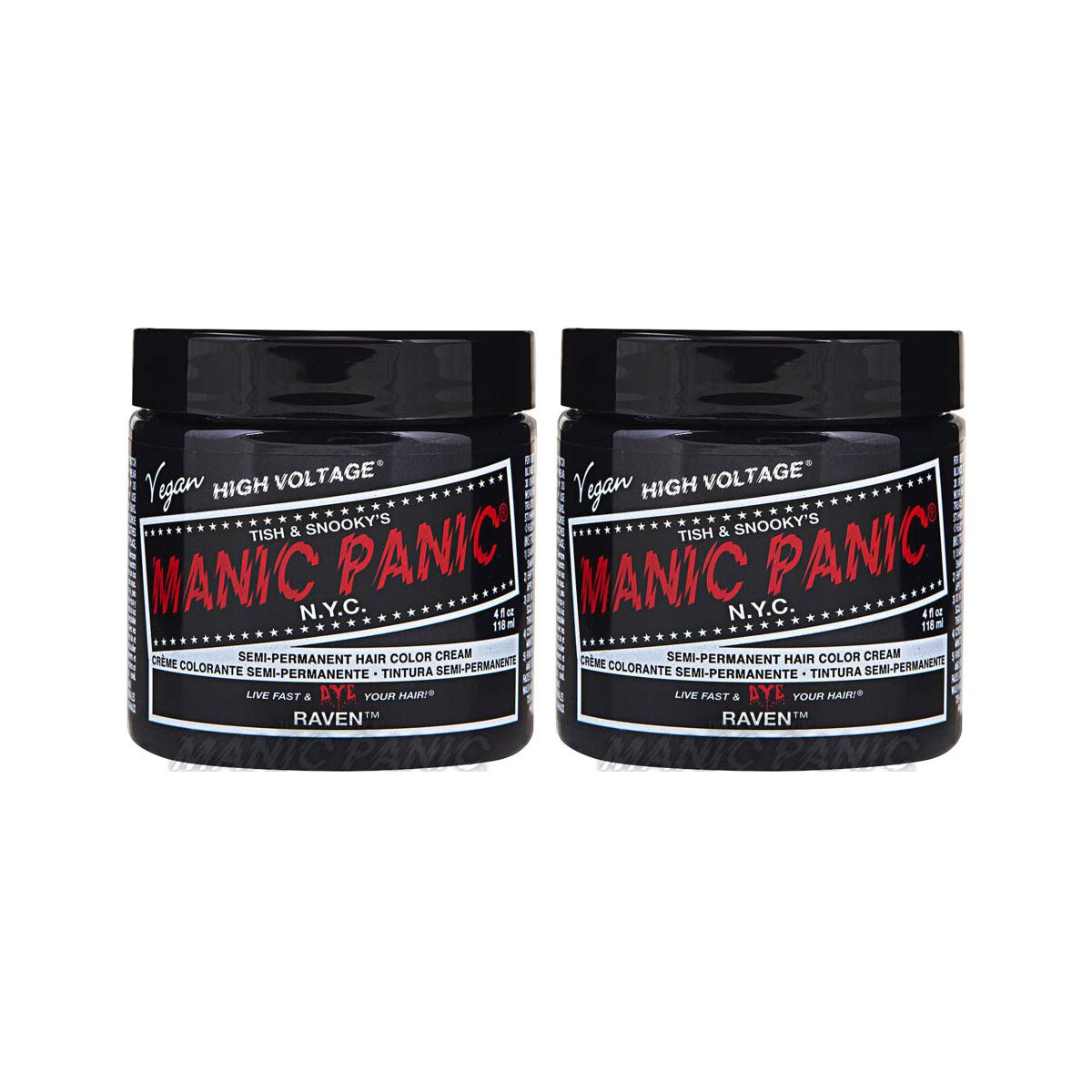Manic Panic Raven Black Semi-Permanent Hair Dye - 118ml 2-Pack