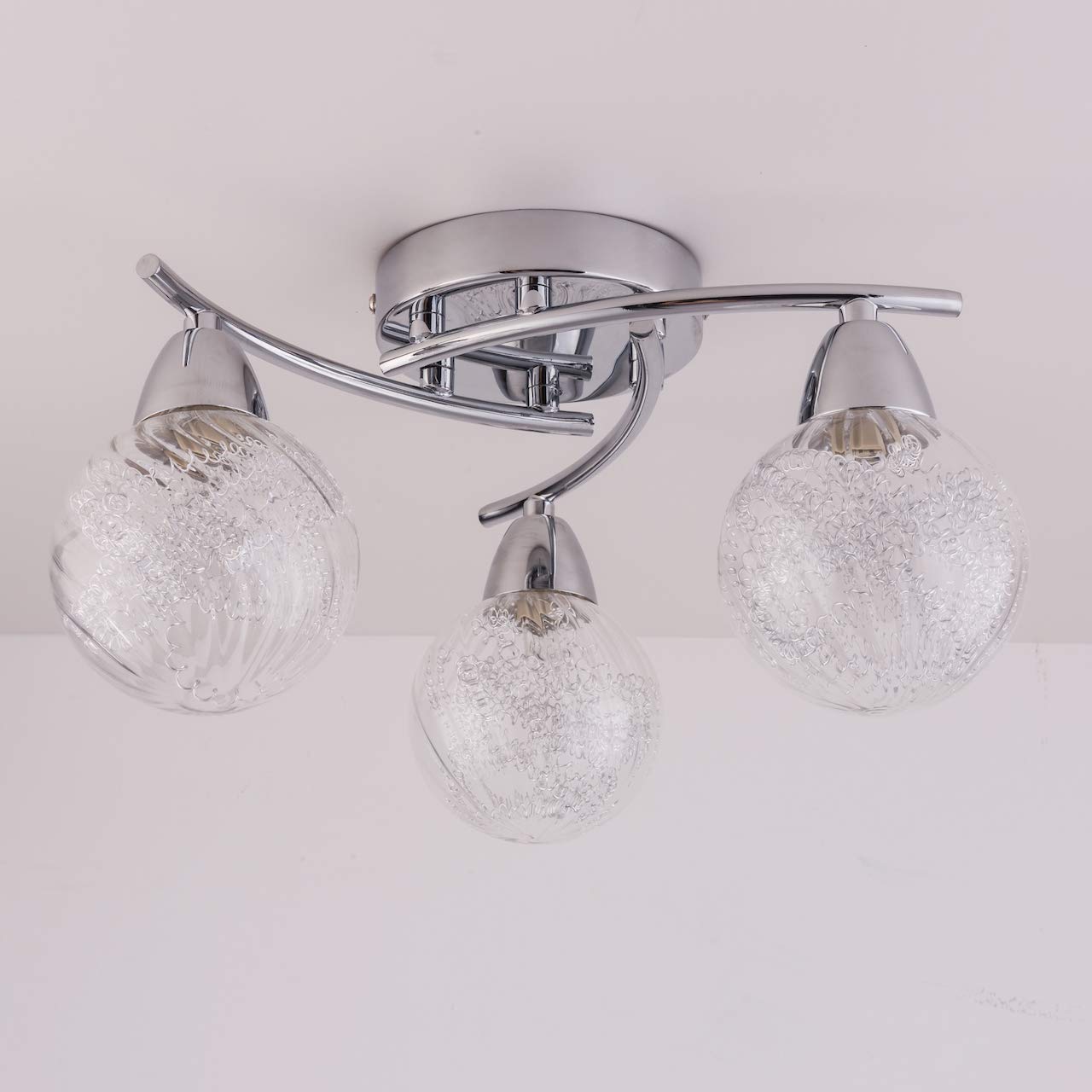 Aurolite Bolla 3-Light LED Semi Flush Ceiling Light | Polished Chrome, 12W