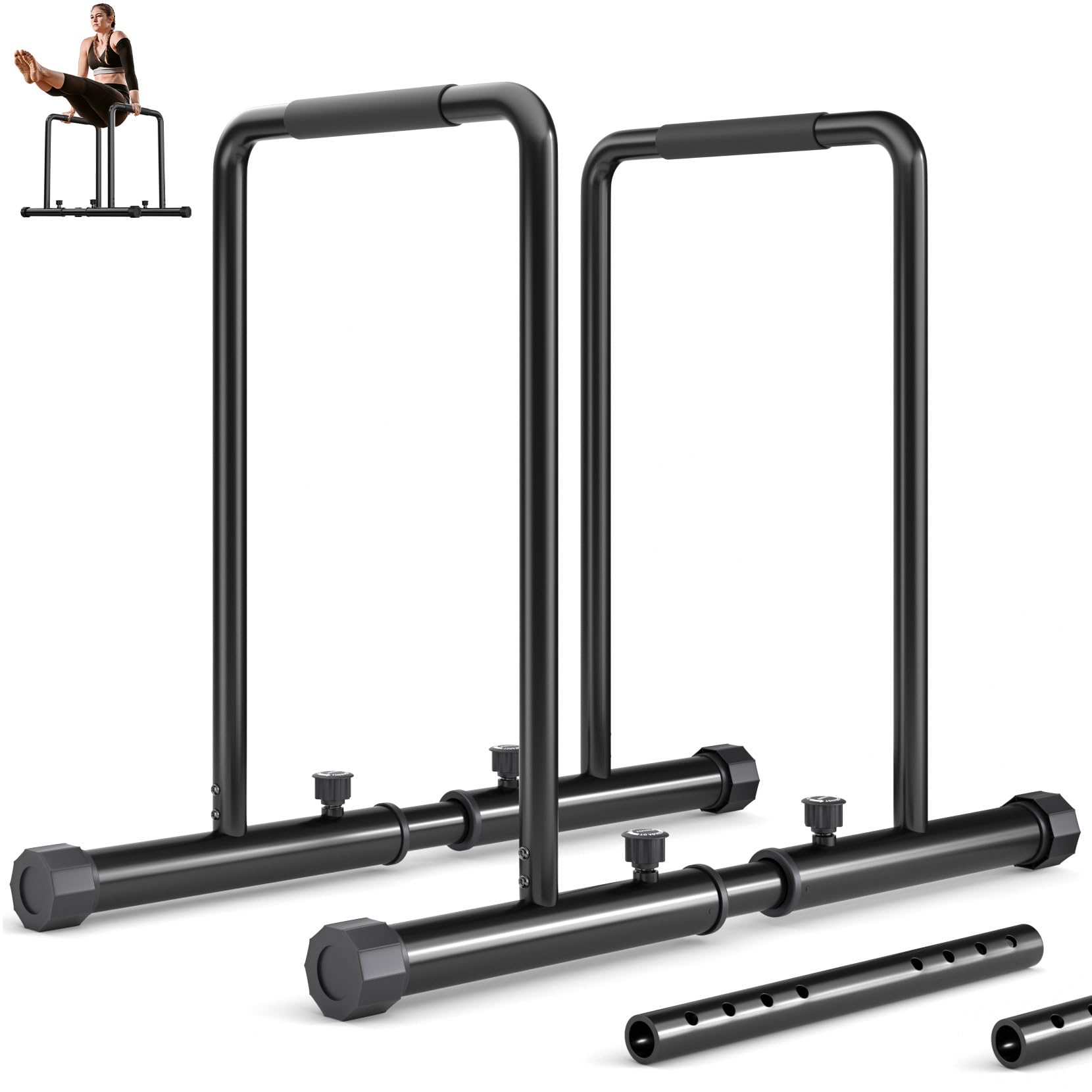 YOLEO Adjustable Dip Bars - 1100lbs Heavy Duty Parallettes Station