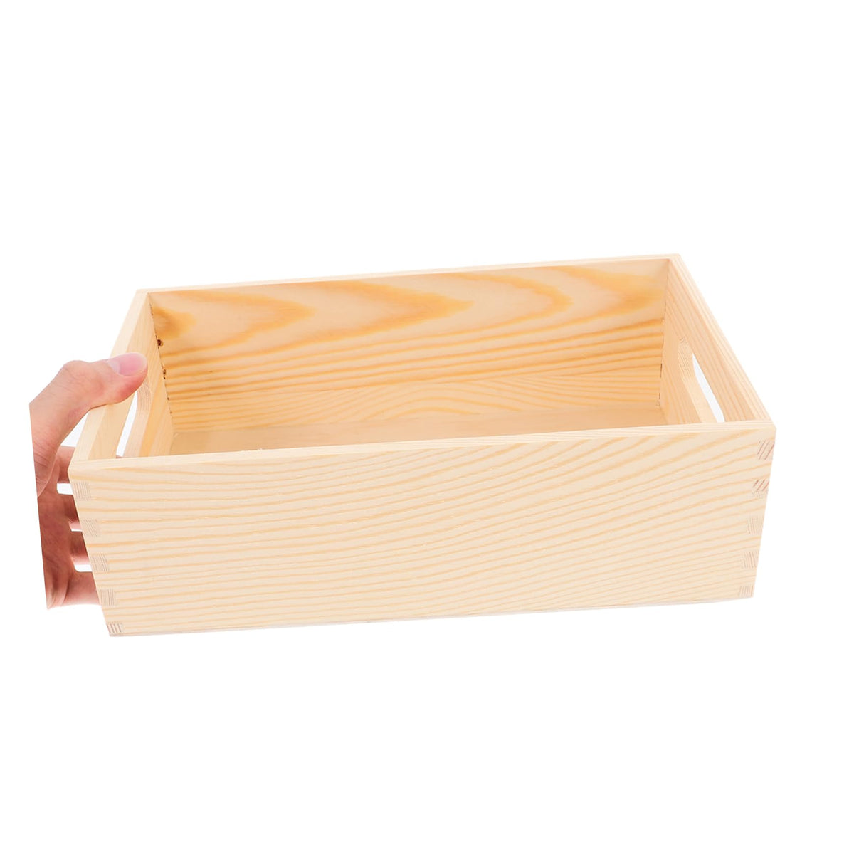 HOMOCONO Wooden Organizer Box with Builtin Side Handles Small Desktop Crate Storage Box for Home Storage with Fine Craftsmanship and Minimalist Design - image 3
