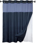 Waffle Shower Curtain with Snap-In Liner | Hookless Blue