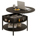 Mossora 68cm Black Oak Round Lift Top Coffee Table with Hidden Storage - image 1