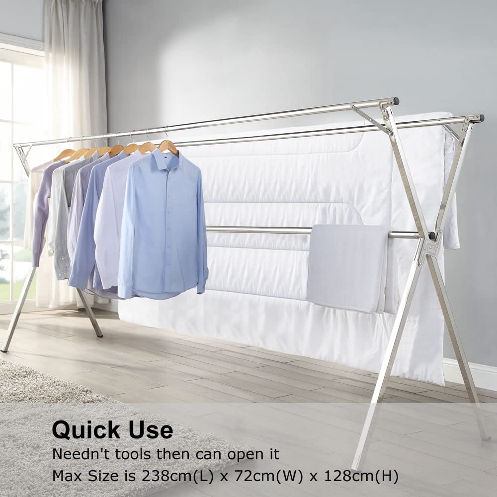 GISSAR Foldable Stainless Steel Clothes Drying Rack – Extensible Airer