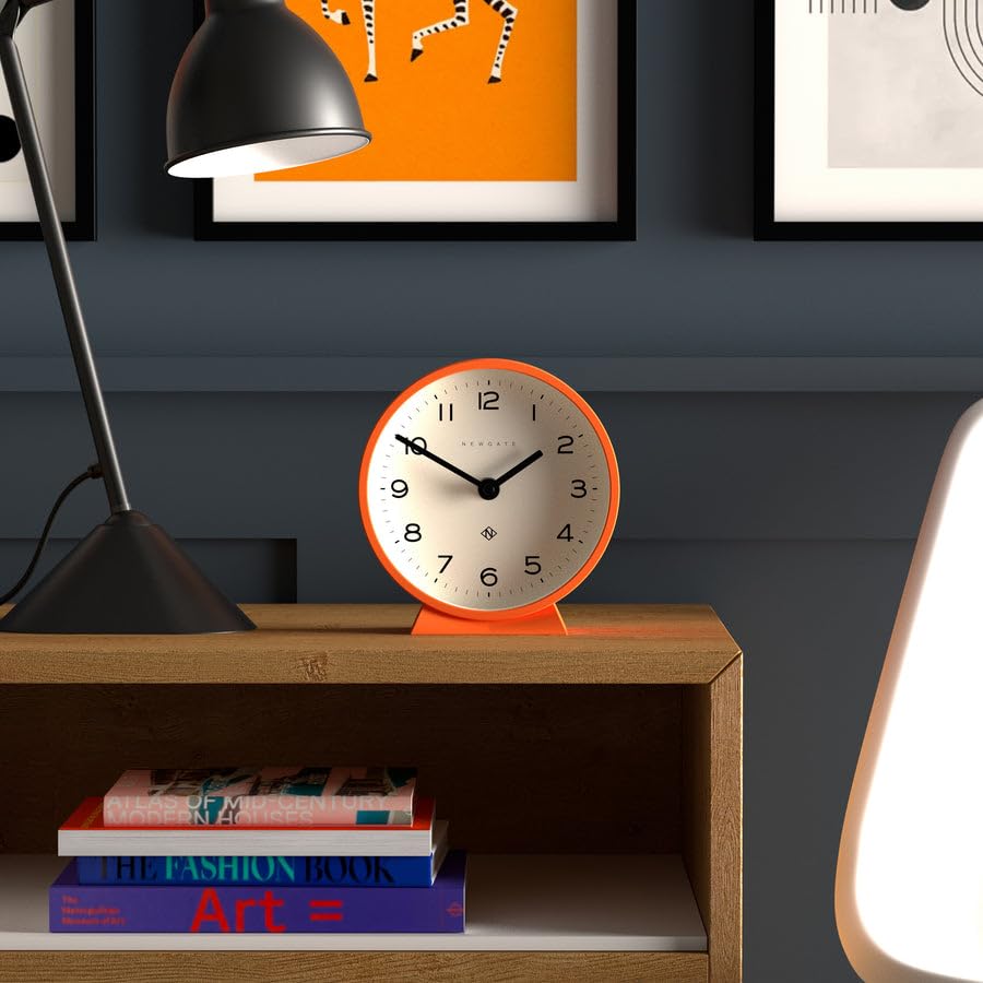 Newgate M Mantel Clock – Silent Sweep Minimalist Desk Clock, Orange