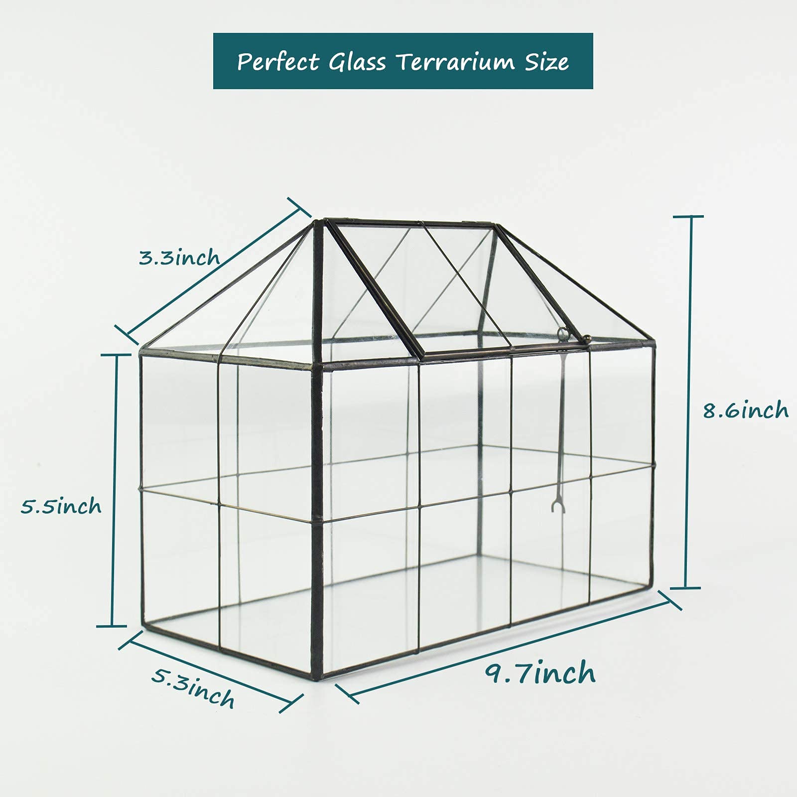 Large Glass Geometric Terrarium – Brass Tabletop Greenhouse