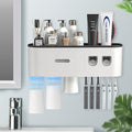BHeadCat Wall Mounted Toothbrush Holder with Dual Toothpaste Dispensers