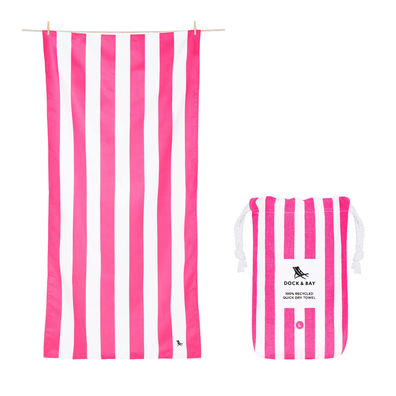Dock & Bay Sand Free Quick Dry Beach Towel | 100% Recycled | Phi Phi Pink XL