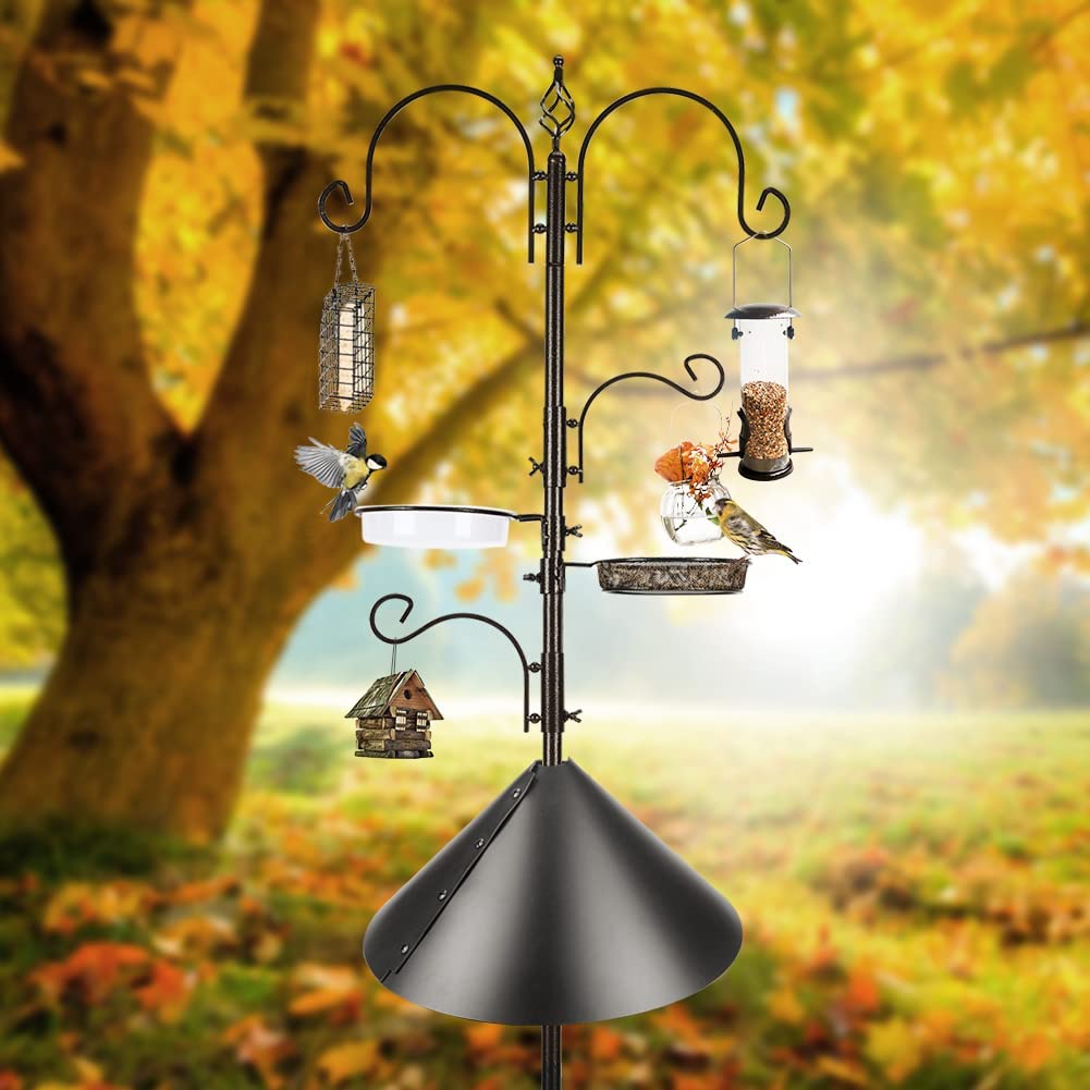 MIXXIDEA Bird Feeding Station Kit with Squirrel Baffle and Suet Cage