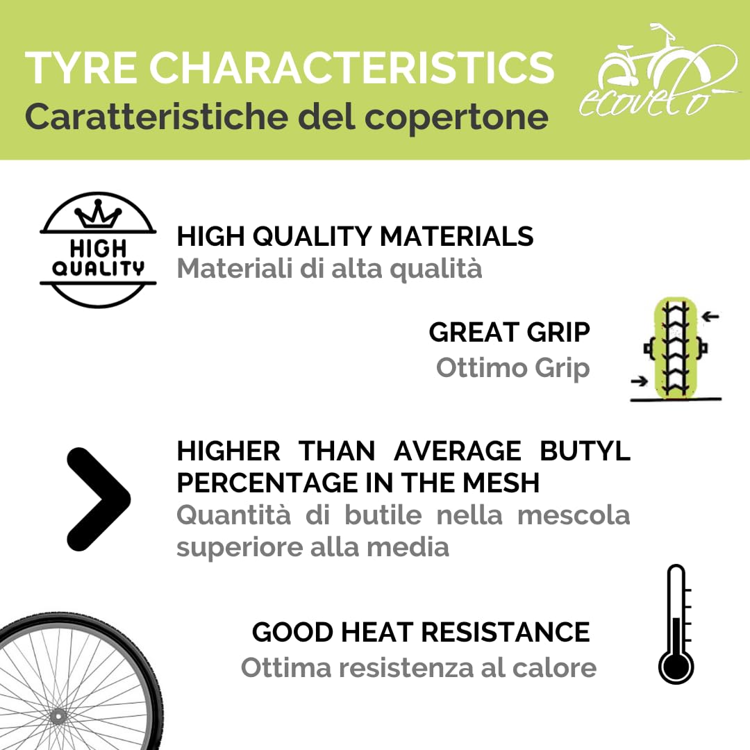 Ecovelo 700 x 35C Road Bike Tyres - Pair of Black City Trekking Tyres
