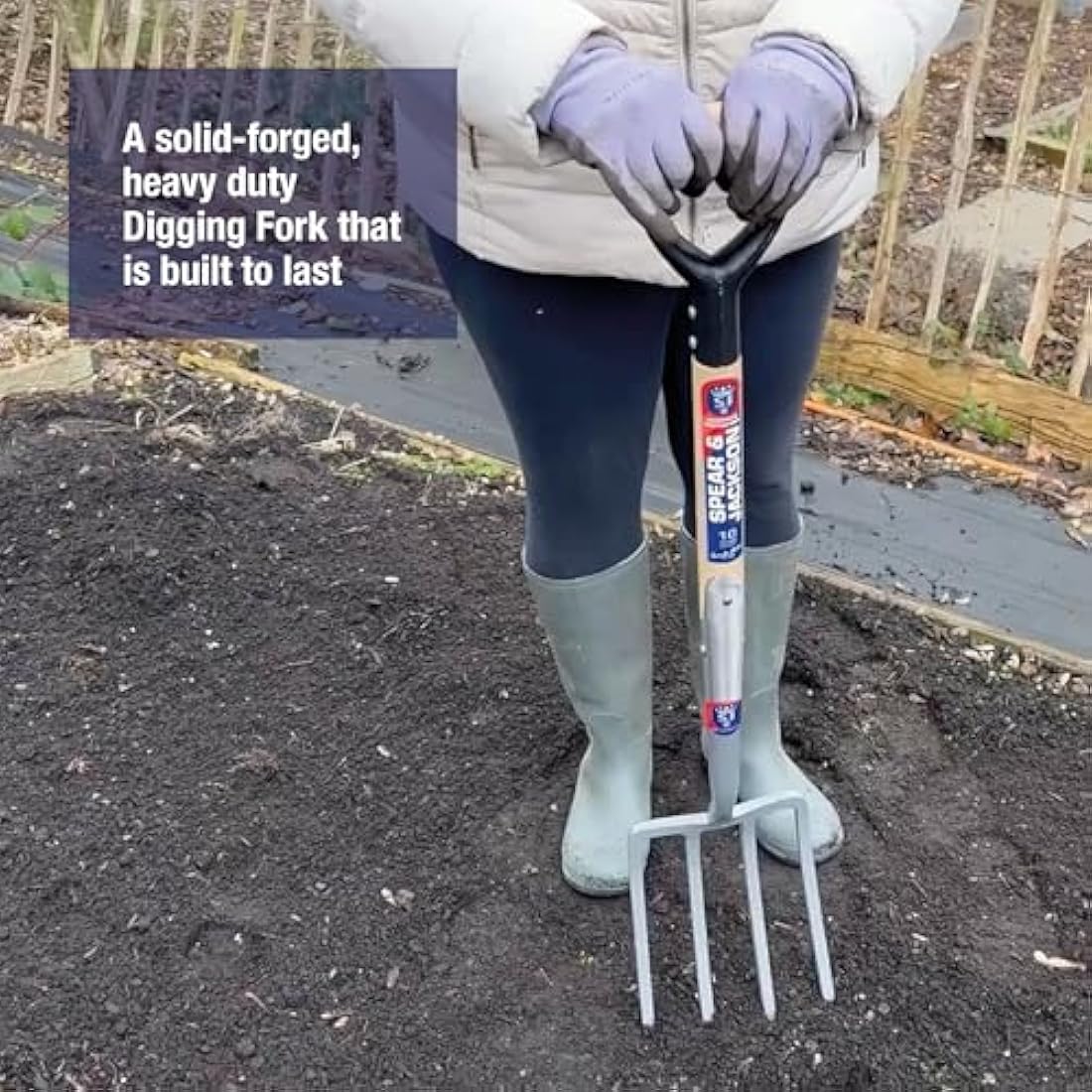 Spear & Jackson Neverbend Carbon Steel Digging Fork | Ash Wood Handle