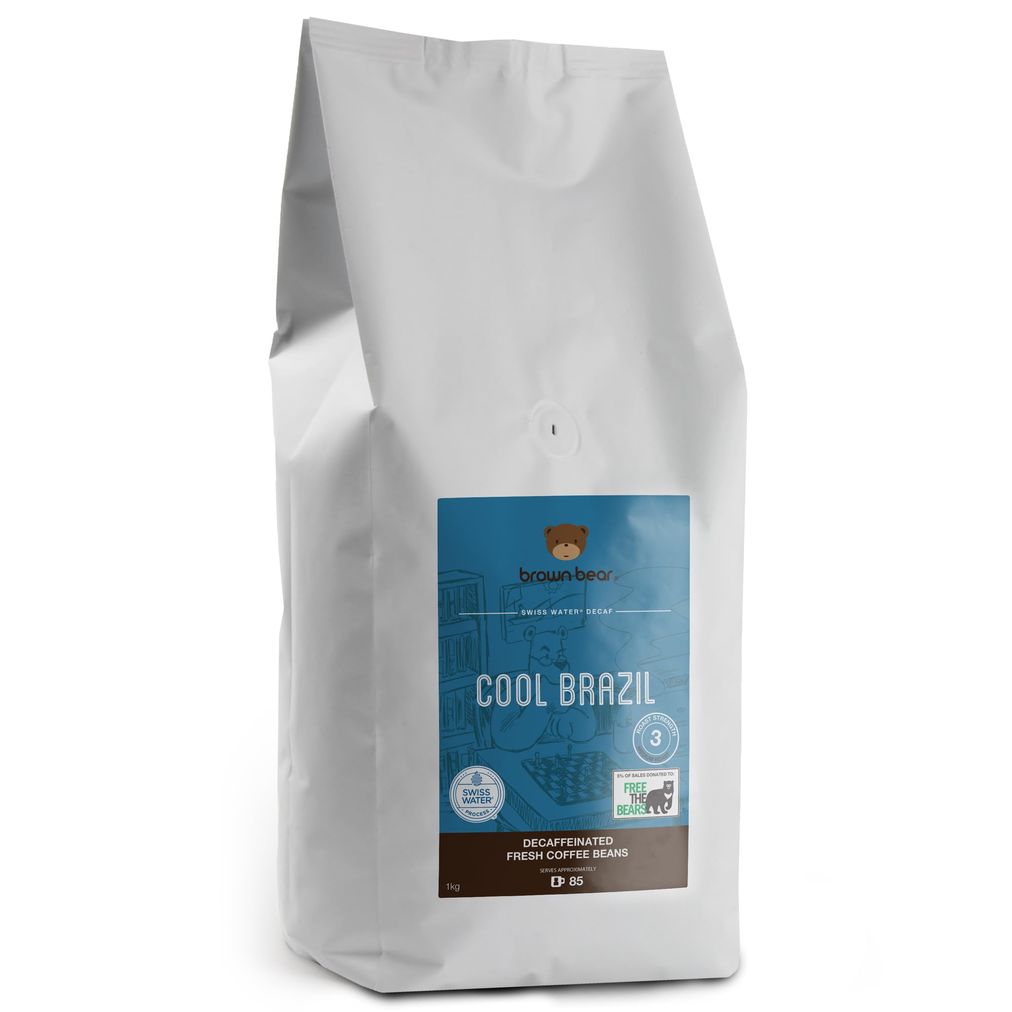 Brown Bear Cool Brazil Decaf Coffee Beans | Swiss Water Process | 1kg