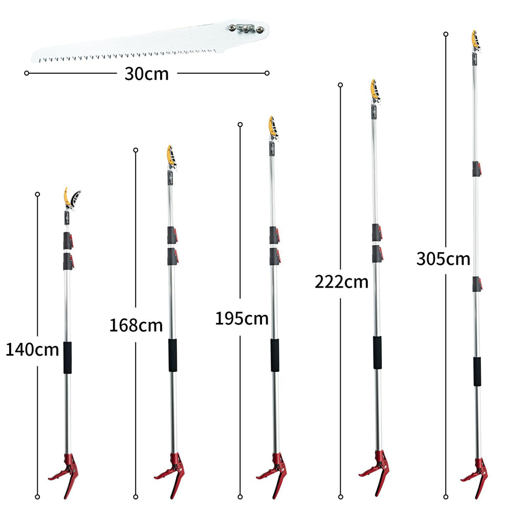 FLORA GUARD Extendable Tree Pruner – 1.4-3m Telescopic Pole Saw & Fruit Picker