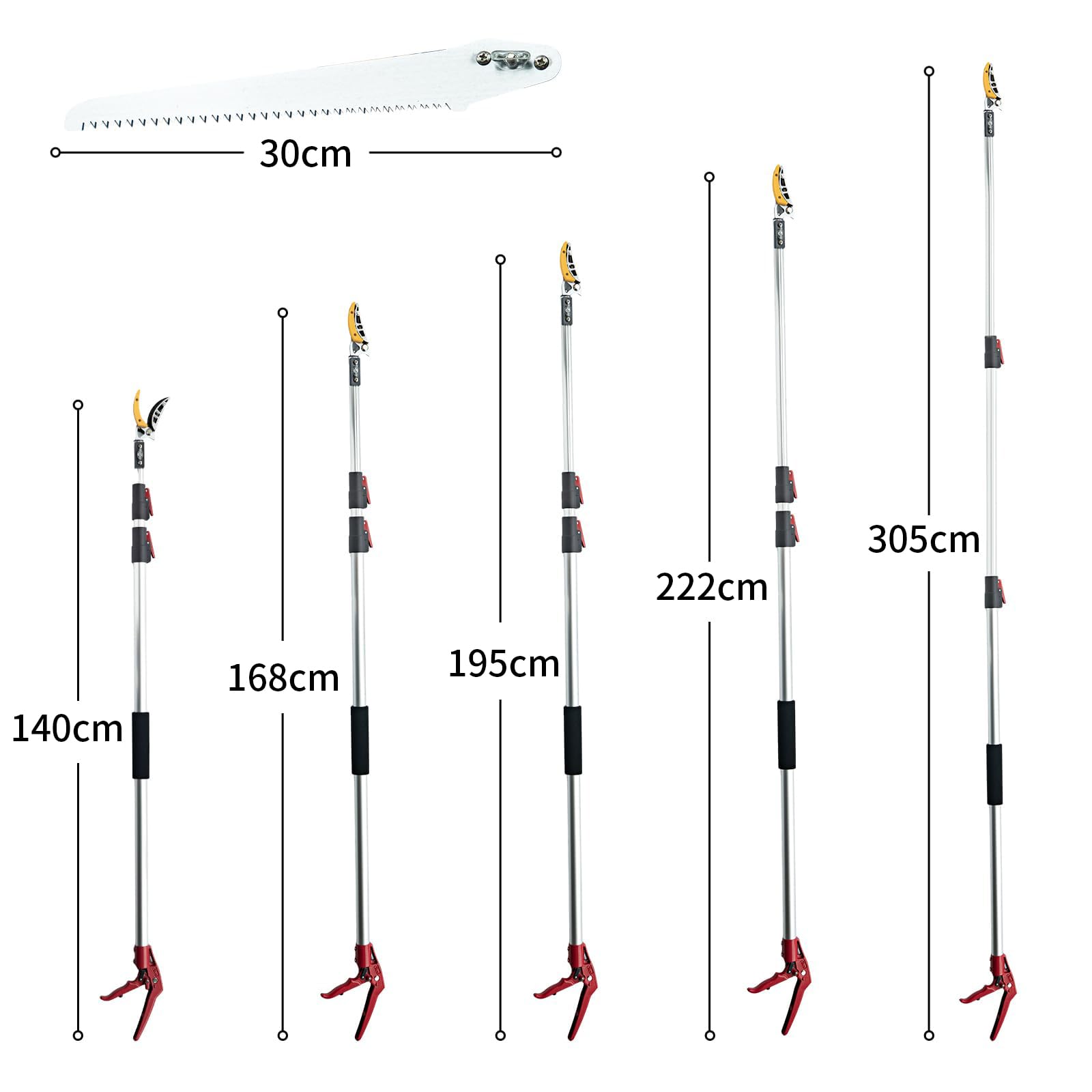 FLORA GUARD Extendable Tree Pruner – 1.4-3m Telescopic Pole Saw & Fruit Picker