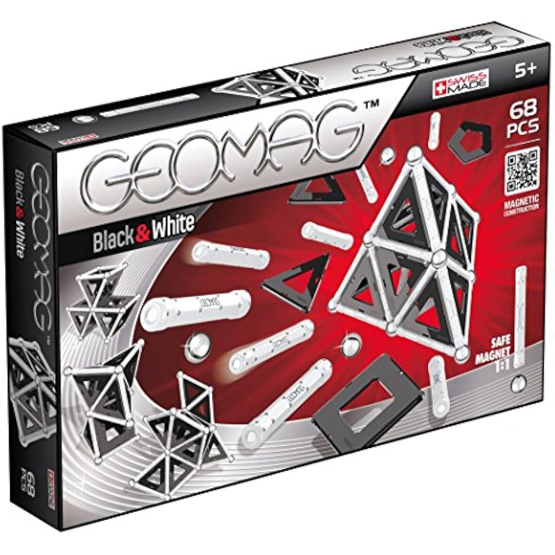 Geomag Magnetic Construction Set – Black and White Panels, 104 Pieces