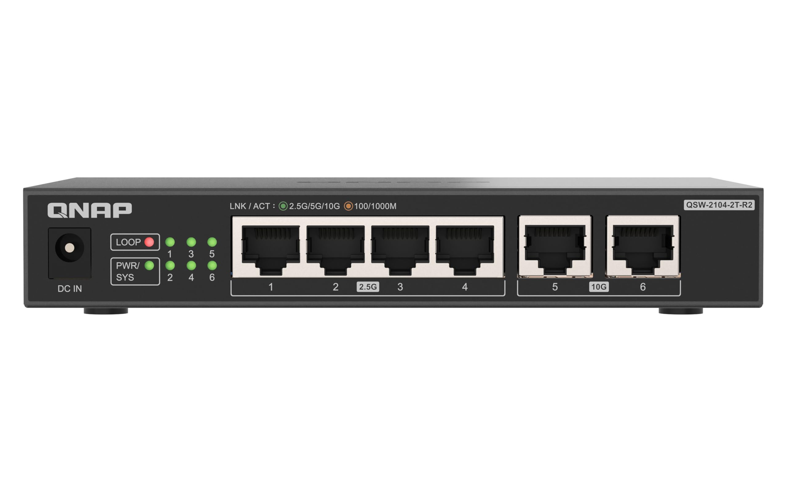 QNAP QSW-2104-2T-R2 Unmanaged Switch | 2-Port 10GbE & 4-Port 2.5GbE