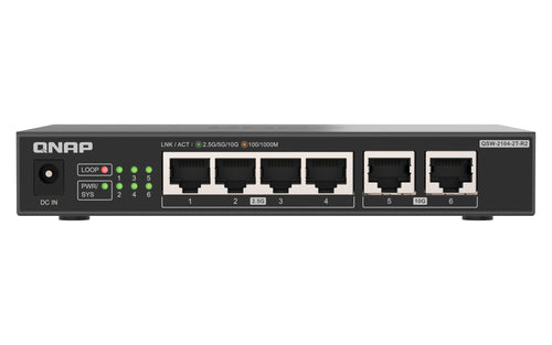 QNAP QSW-2104-2T-R2 Unmanaged Switch | 2-Port 10GbE & 4-Port 2.5GbE