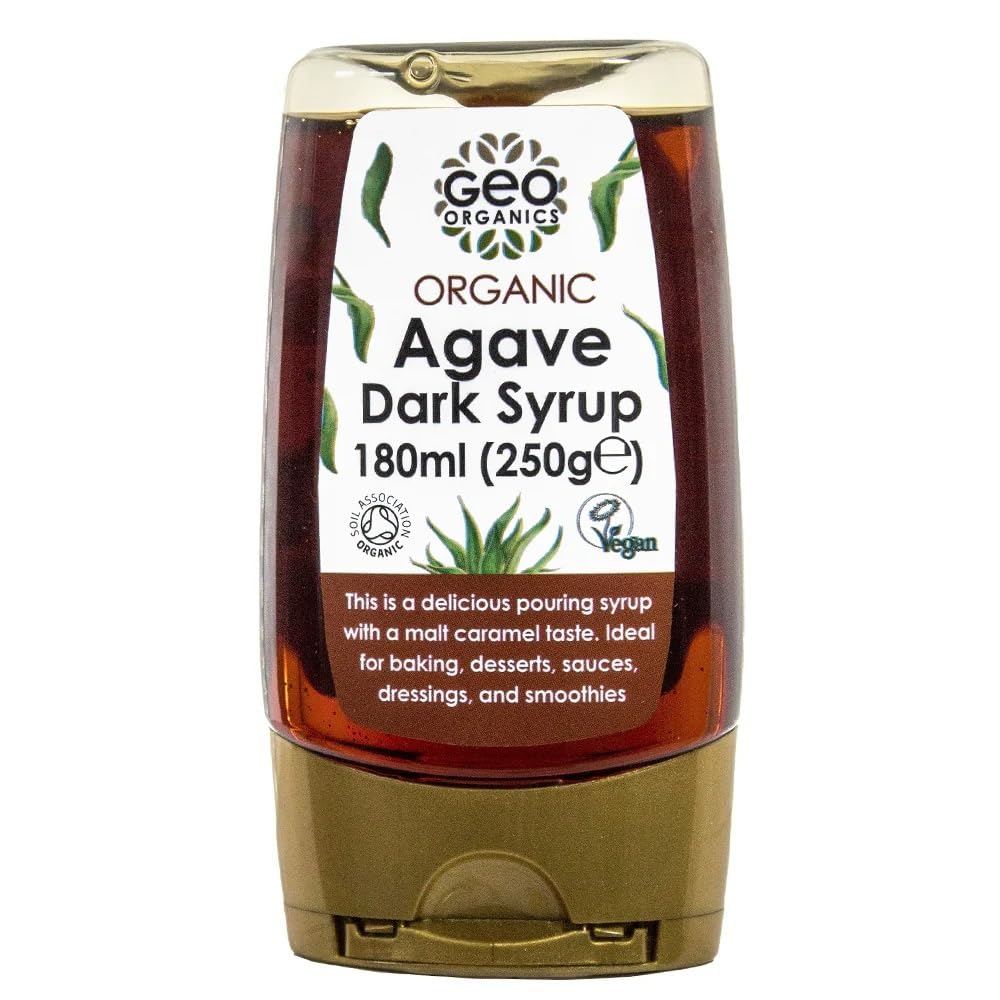 Geo Organics Dark Agave Syrup - Organic Natural Sweetener - 250g (Pack of 3)