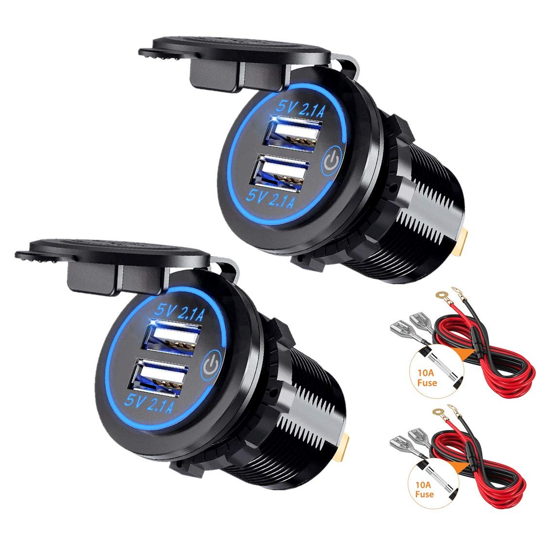 Thlevel Dual USB Car Charger Socket 4.2A with Switch for Boat & Marine