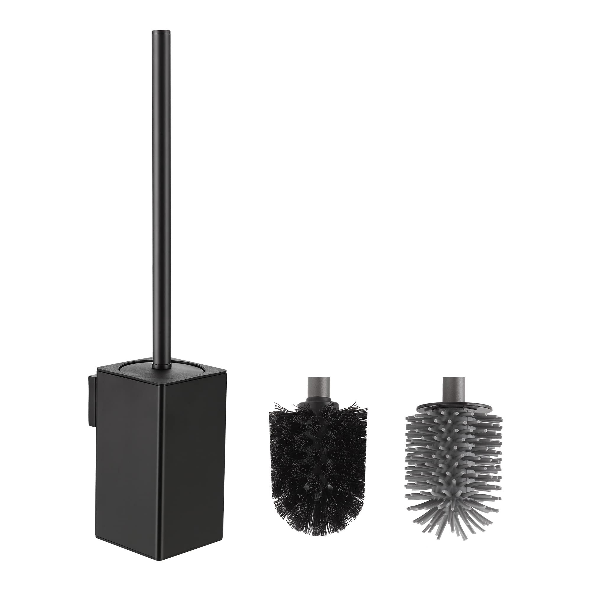 BVL Wall Mounted Toilet Brush – Matte Black Silicone & PP Square Design
