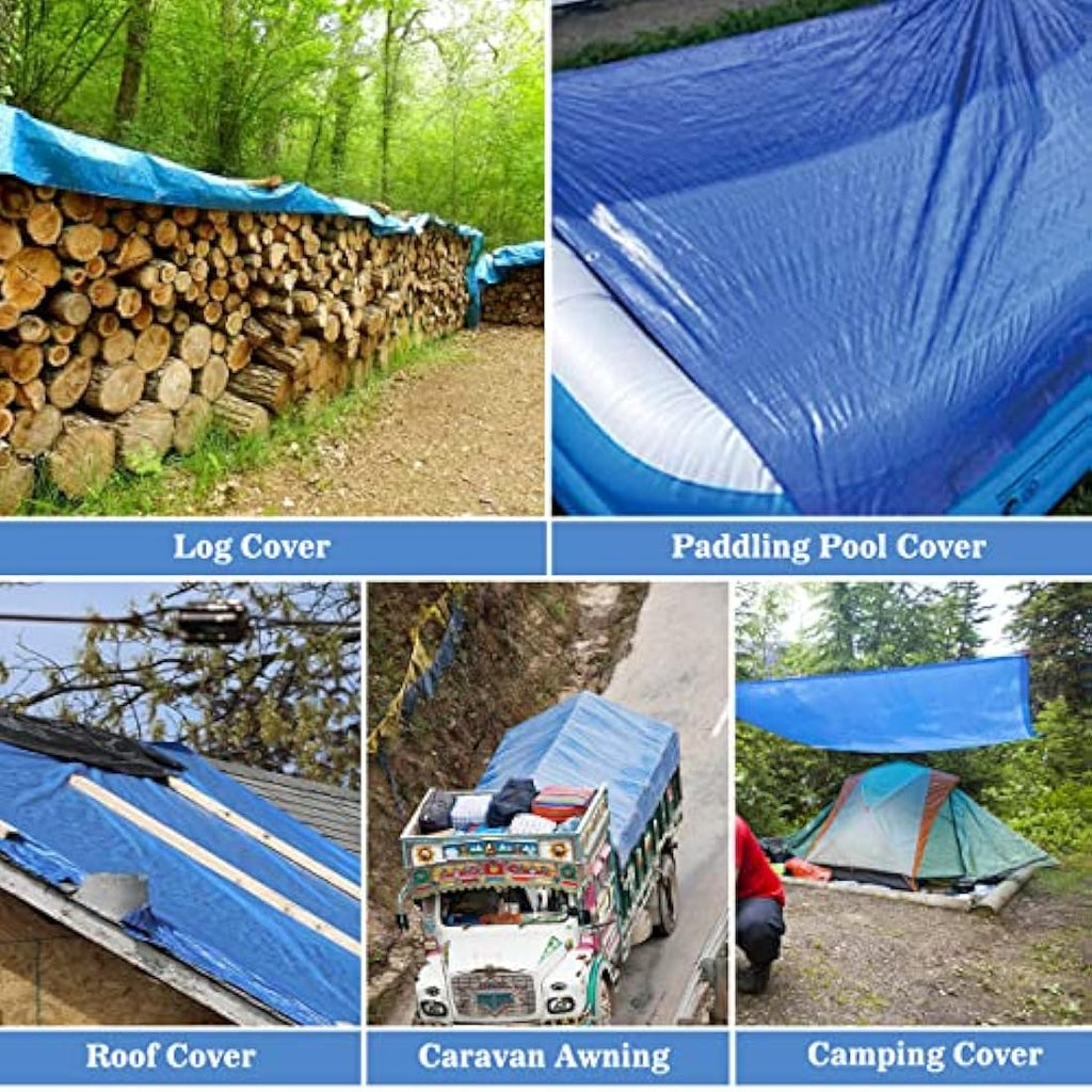YIJUHOU Heavy Duty Waterproof Tarpaulin | 2m x 3m Blue PE Ground Sheet