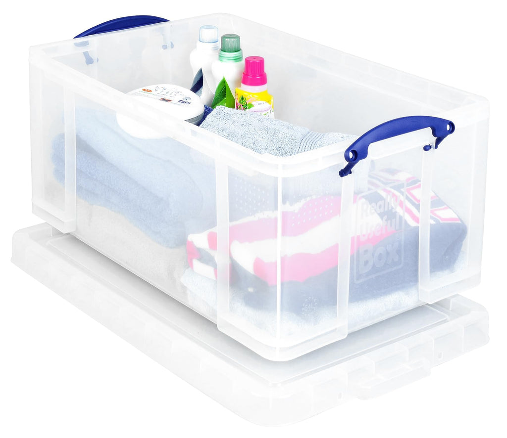 Really Useful Box 64 Litre Clear Plastic Storage Bins | Pack of 2