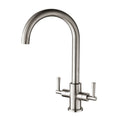 Hapilife Brushed Nickel Kitchen Tap – Twin Lever Swivel Spout Mixer