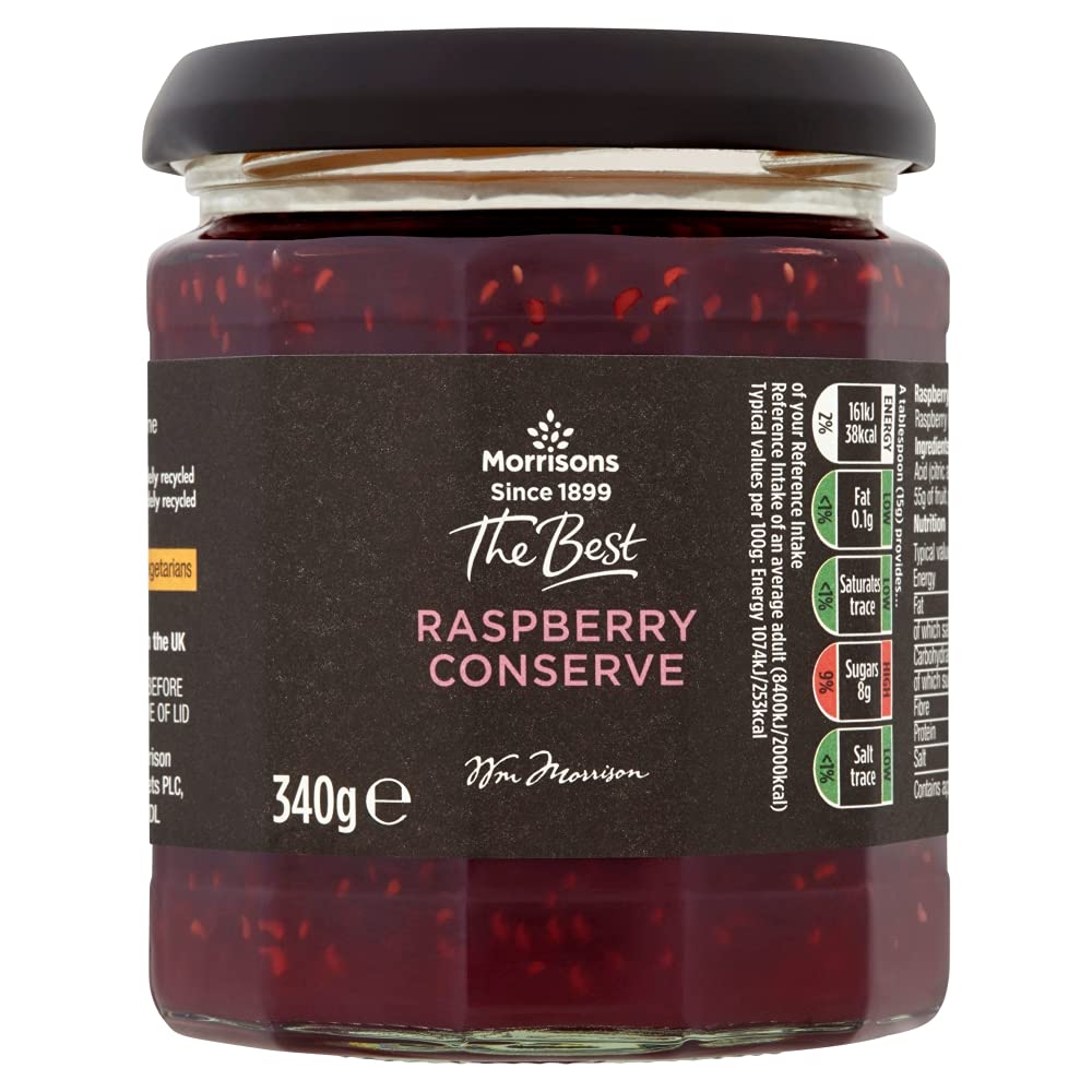 Morrisons Williamette Raspberry Conserve – Fruit Preserve 340g (Pack of 6)