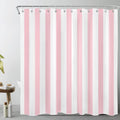 Jolof Store Pink and White Striped Shower Curtain – Waterproof Polyester