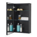Fundin Black Aluminum Bathroom Mirror Cabinet | 36x61cm Recessed Mount