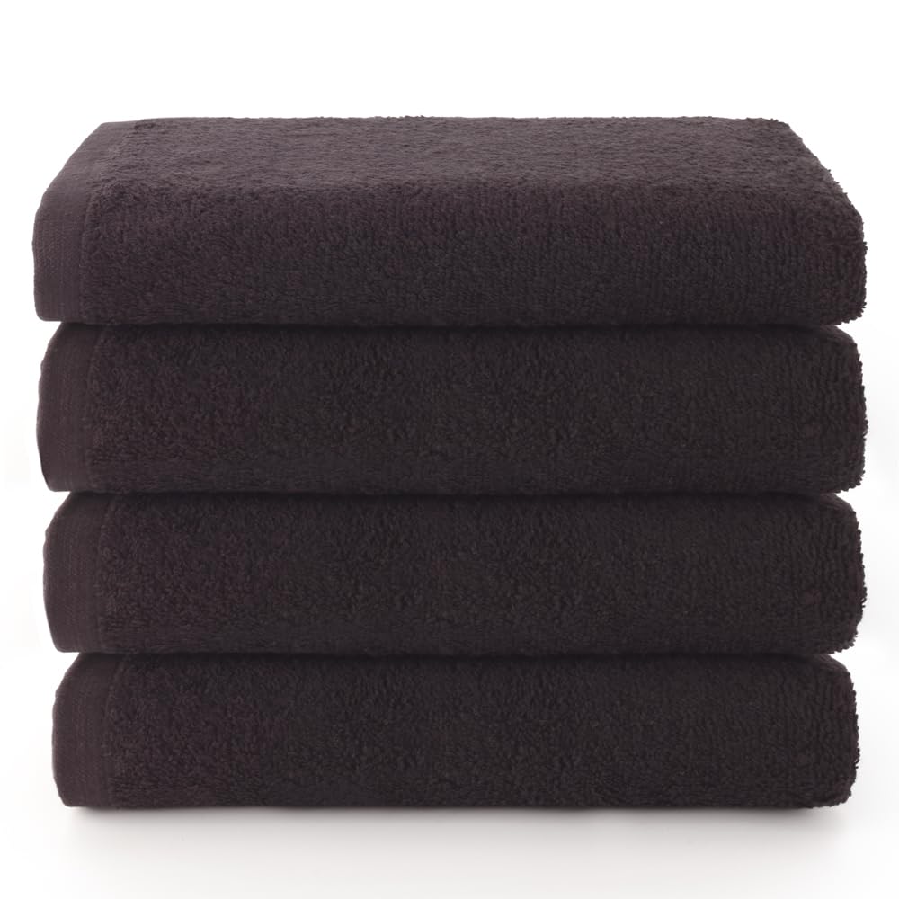 Top Towel - Plus - Bath Towels - 4 Face Towels or Bidet - 30x50cm - 100% Cotton - Black