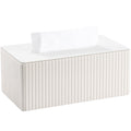 KINGFOM PU Leather Tissue Box Cover – White Rectangle Napkin Holder