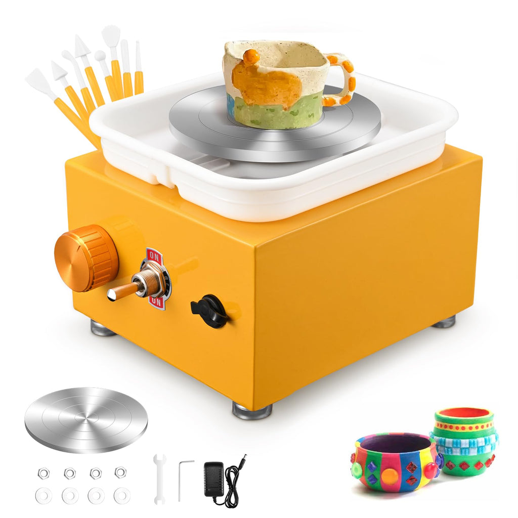 Couleeur Mini Electric Pottery Wheel - 2000RPM Machine with 2 Turntables
