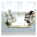 Jolof Store Gold Mirrored Glass Tray – Large Polygon Jewelry Organizer