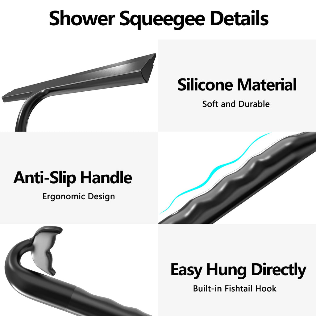 Shower Squeegee,All-One-Soft-Touch Silicone Squeegee with Built-in Hook - image 4