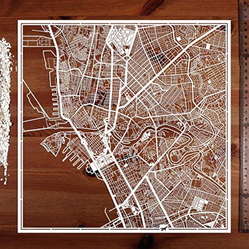 O3 Design Studio Manila Paper Cut Map – White 30x30 cm Wall Art