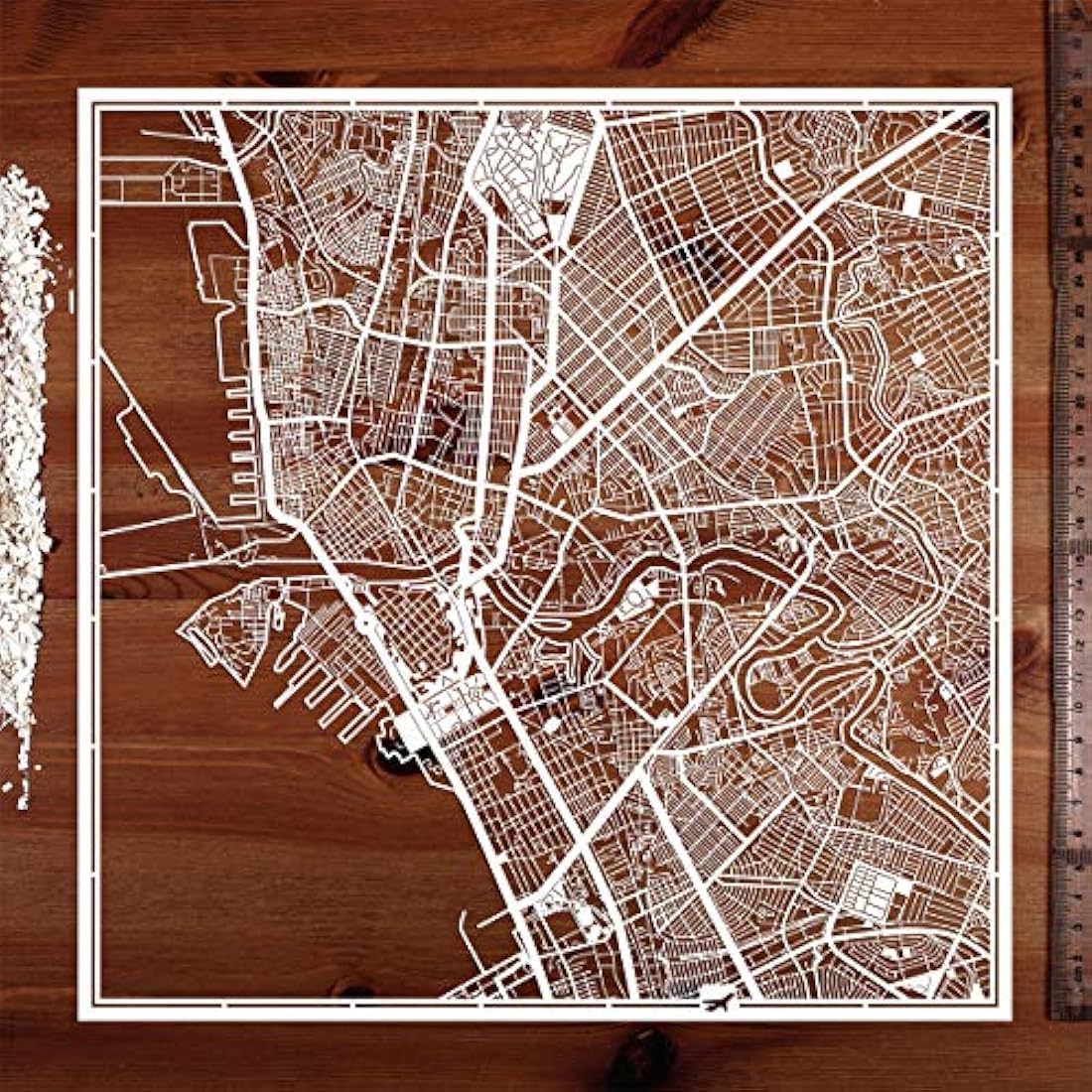 O3 Design Studio Manila Paper Cut Map – White 30x30 cm Wall Art