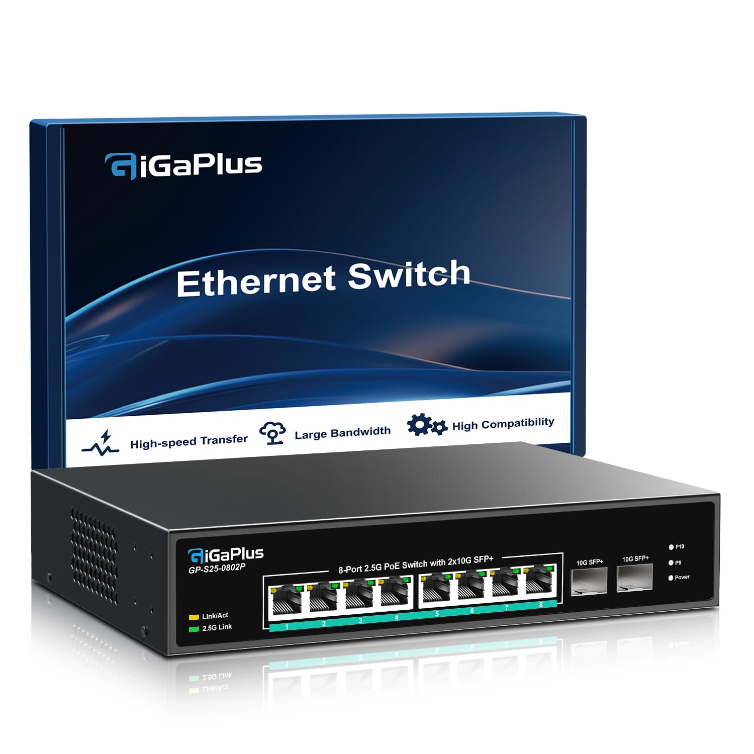 Jolof Store 10 Port 2.5G PoE Switch | 8x2.5G Base-T & 2x10G SFP+ Uplink