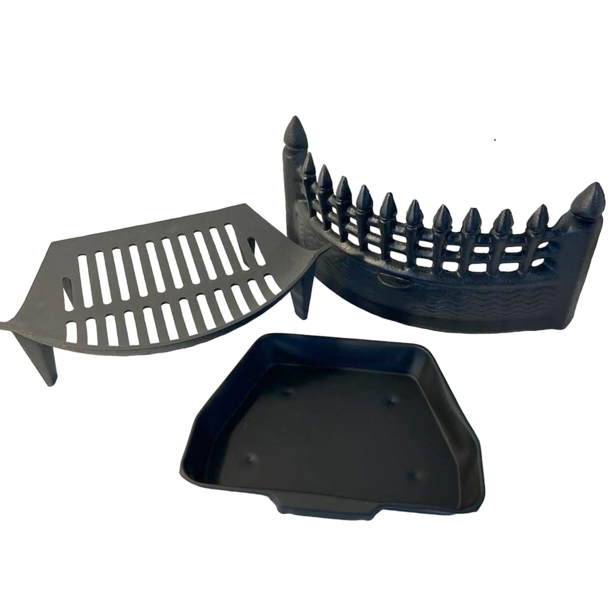 16 Inch Fireplace Grate Set – Cast Iron Fret & Ashpan