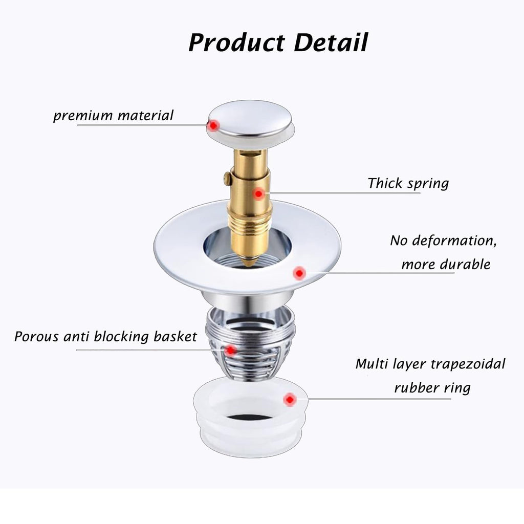 Basin Plug, Easy To Use Sink Plug Replacement, Good Sealing Performance Bullet style Sink Plug Replacement, Suitable For Kitchen And Bathroom, Bath - image 3