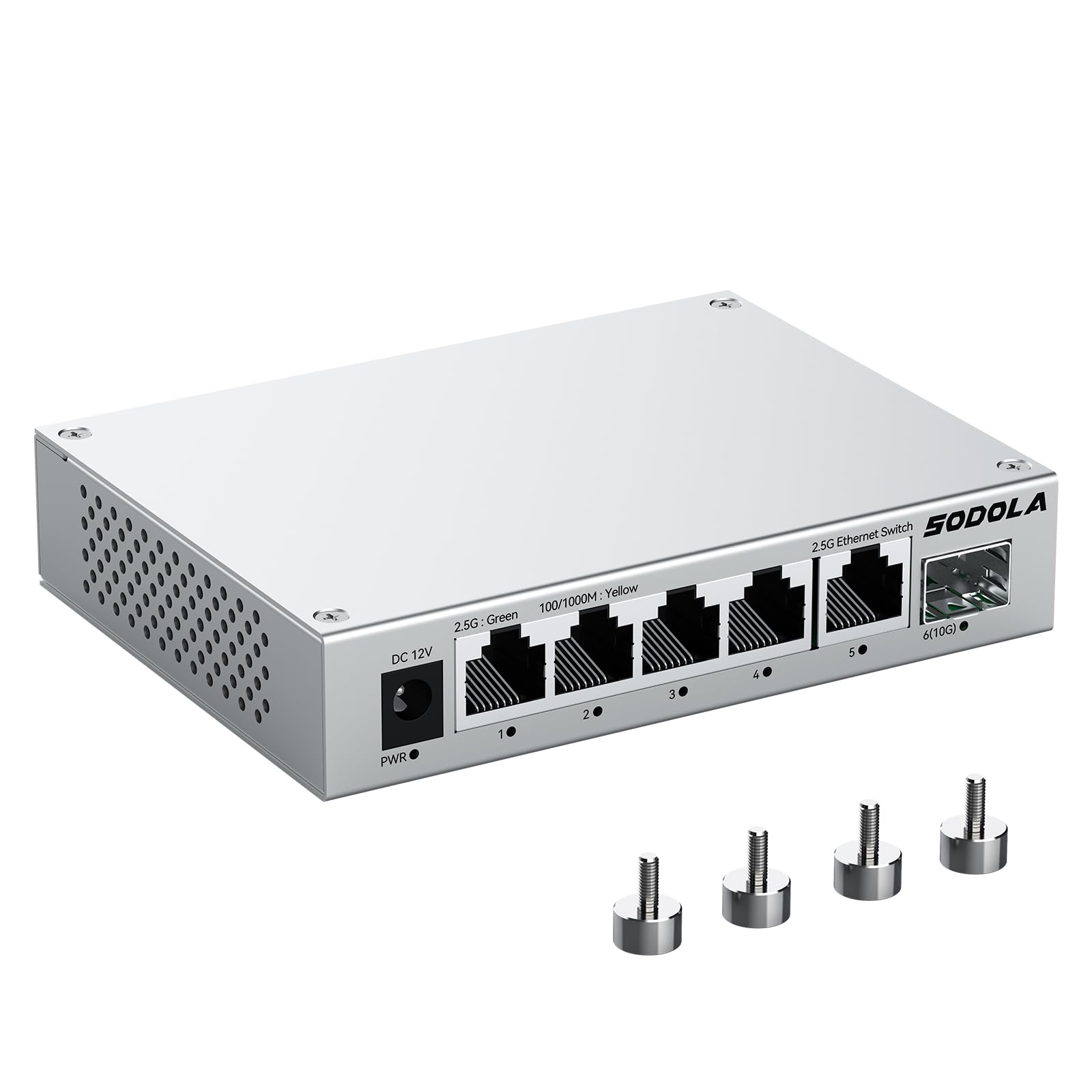 SODOLA 5 Port 2.5Gb Network Switch with 10G SFP+ | Fanless Aluminum