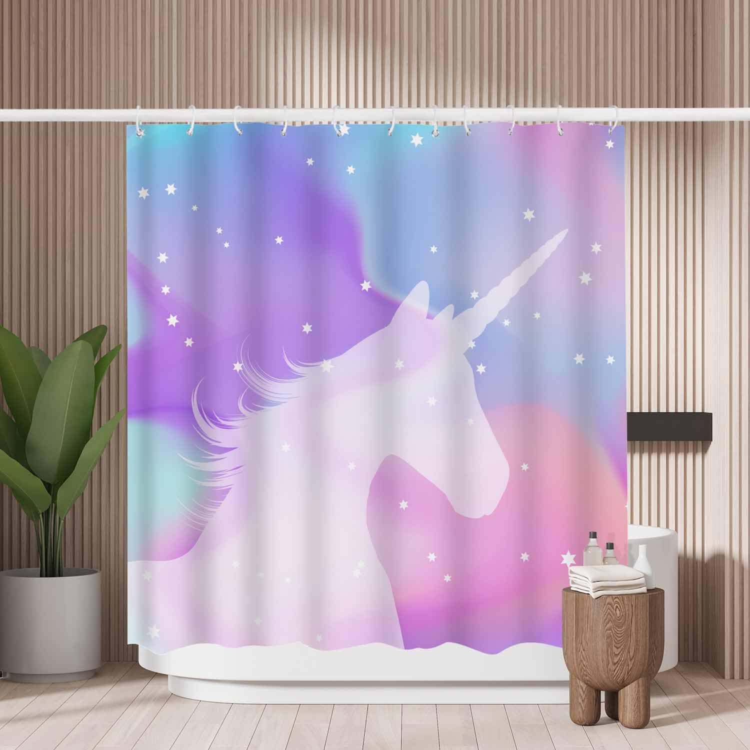 Unicorn Silhouette Shower Curtain | Mold Resistant Polyester