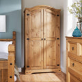 Home Source Corona 2 Door Wardrobe – Distressed Waxed Pine Wood