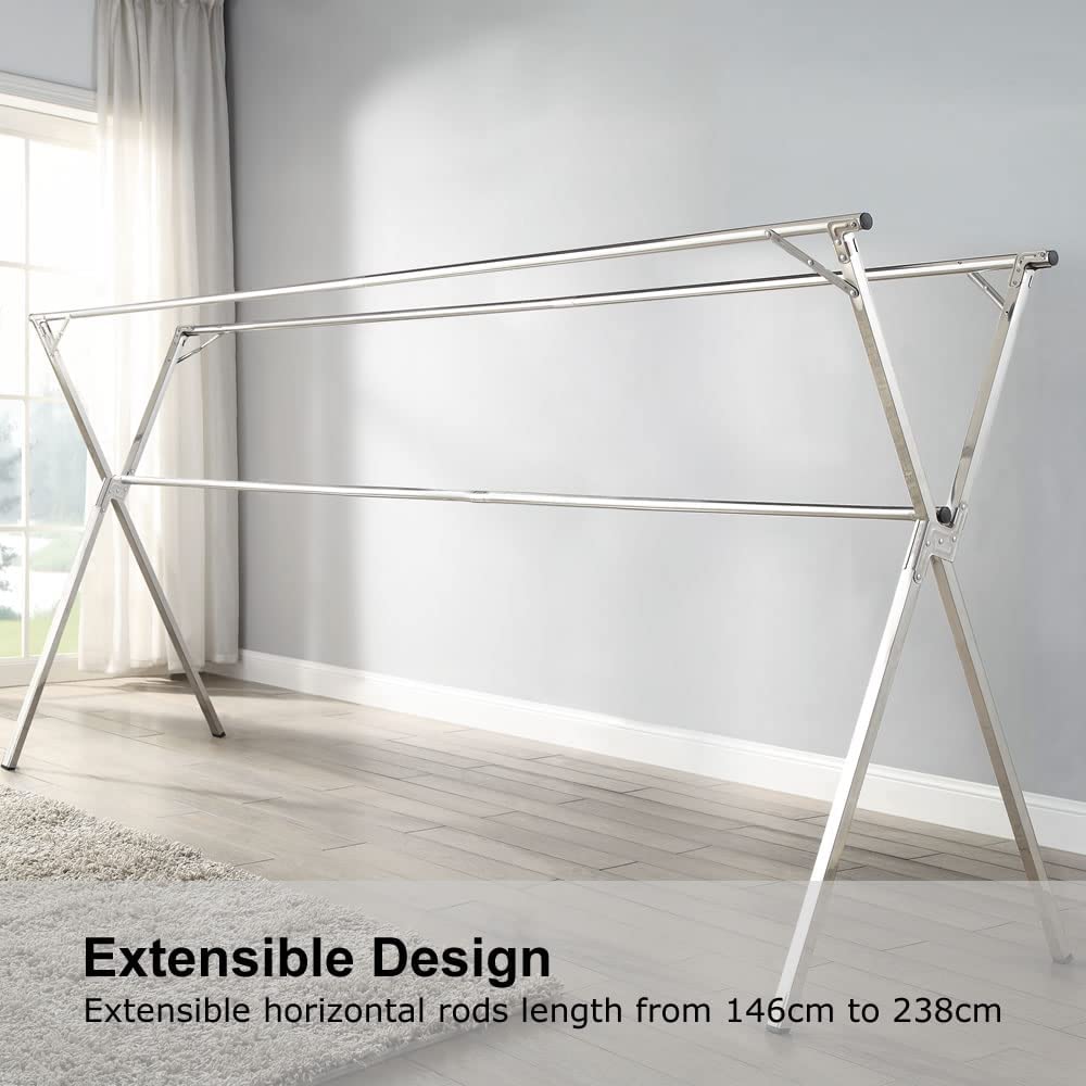 GISSAR Foldable Stainless Steel Clothes Drying Rack – Extensible Airer