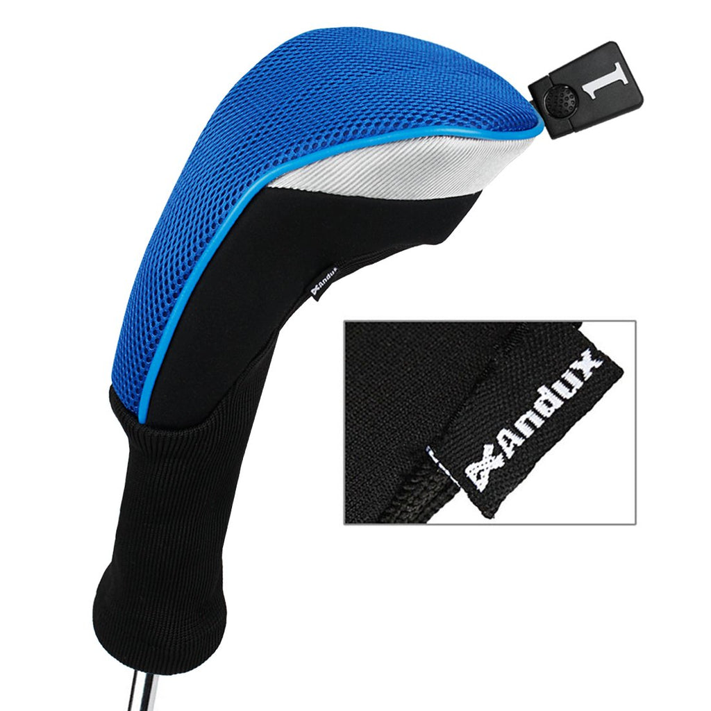 Andux Golf Wood Club Head Covers - 4pcs Set for 460cc Driver - Blue