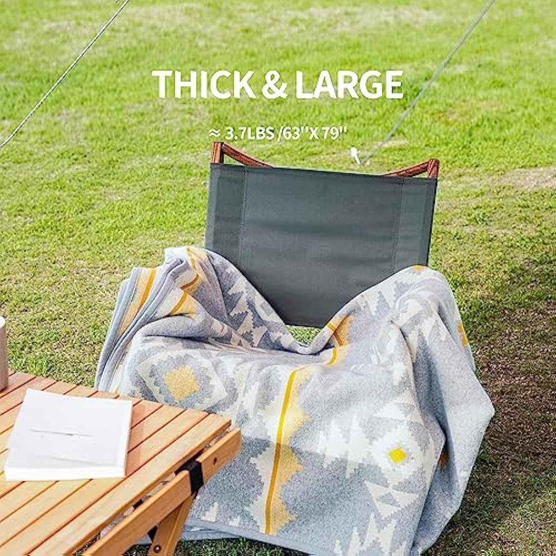 Acushla Merino Wool Camp Blanket – Heavyweight Washable Throw, Morocco White