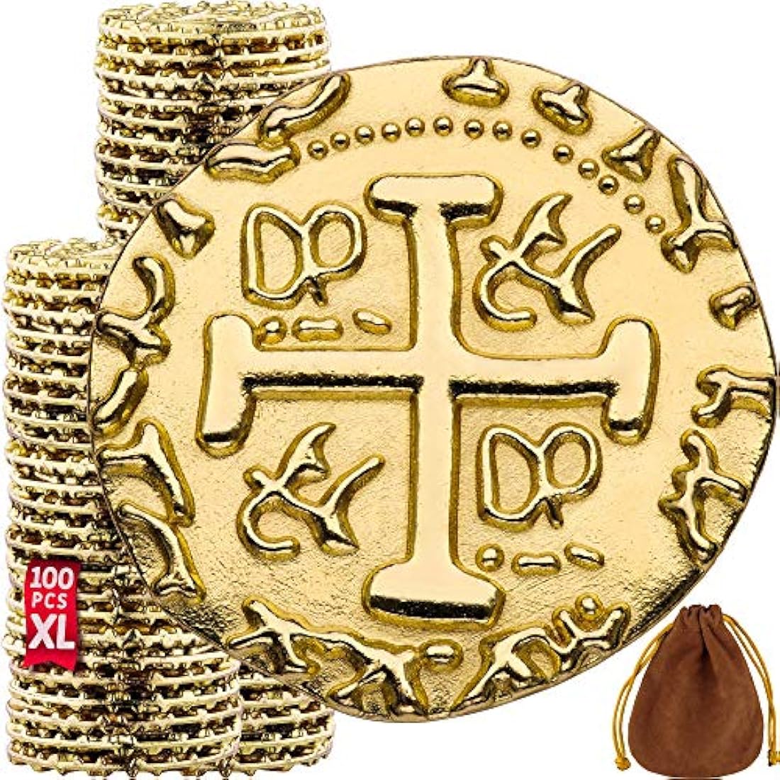 Metal Pirate Coins – 100 Gold Doubloons for Board Games