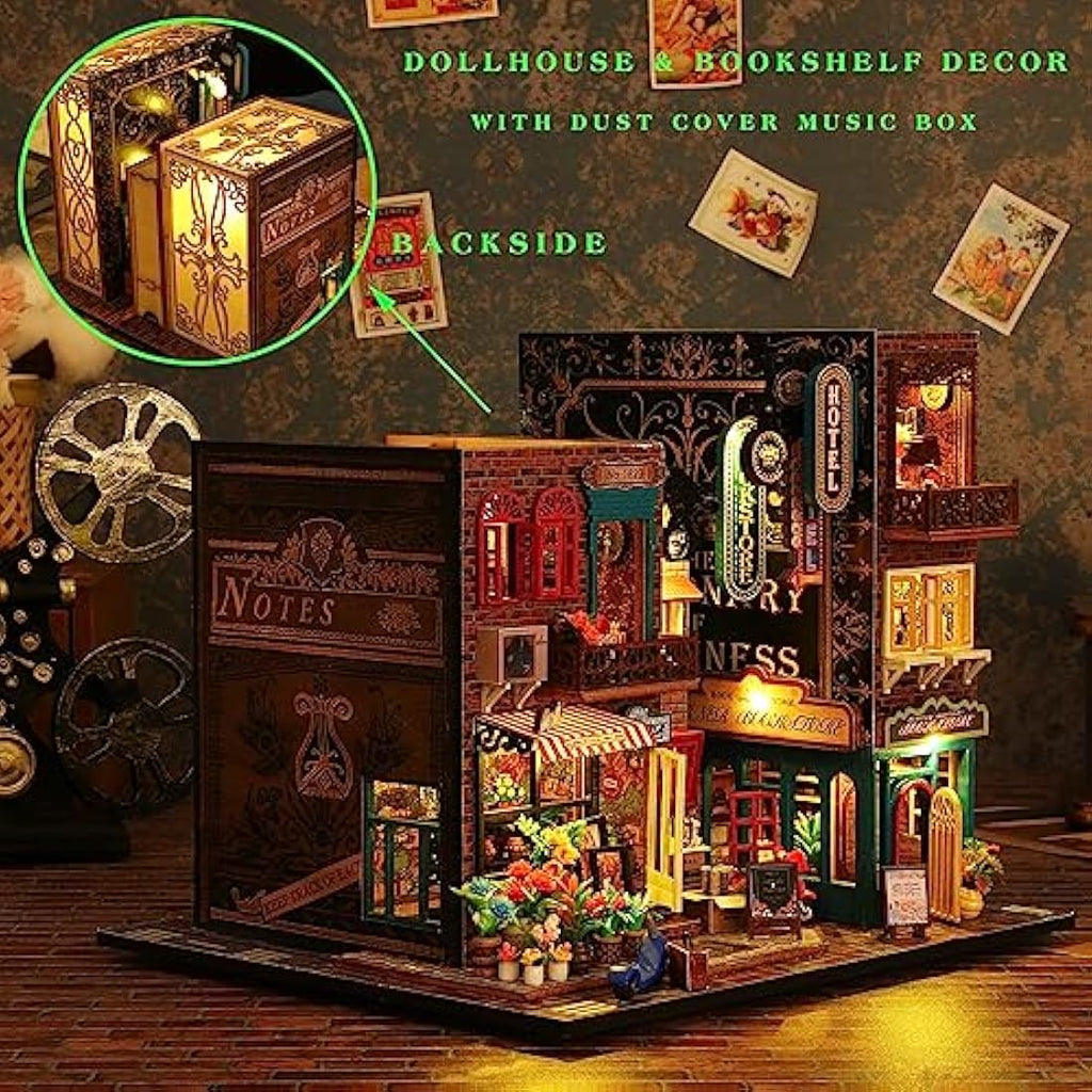 Spilay DIY Miniature Dollhouse Kit - 1:24 Scale Wooden House with Dust Cover