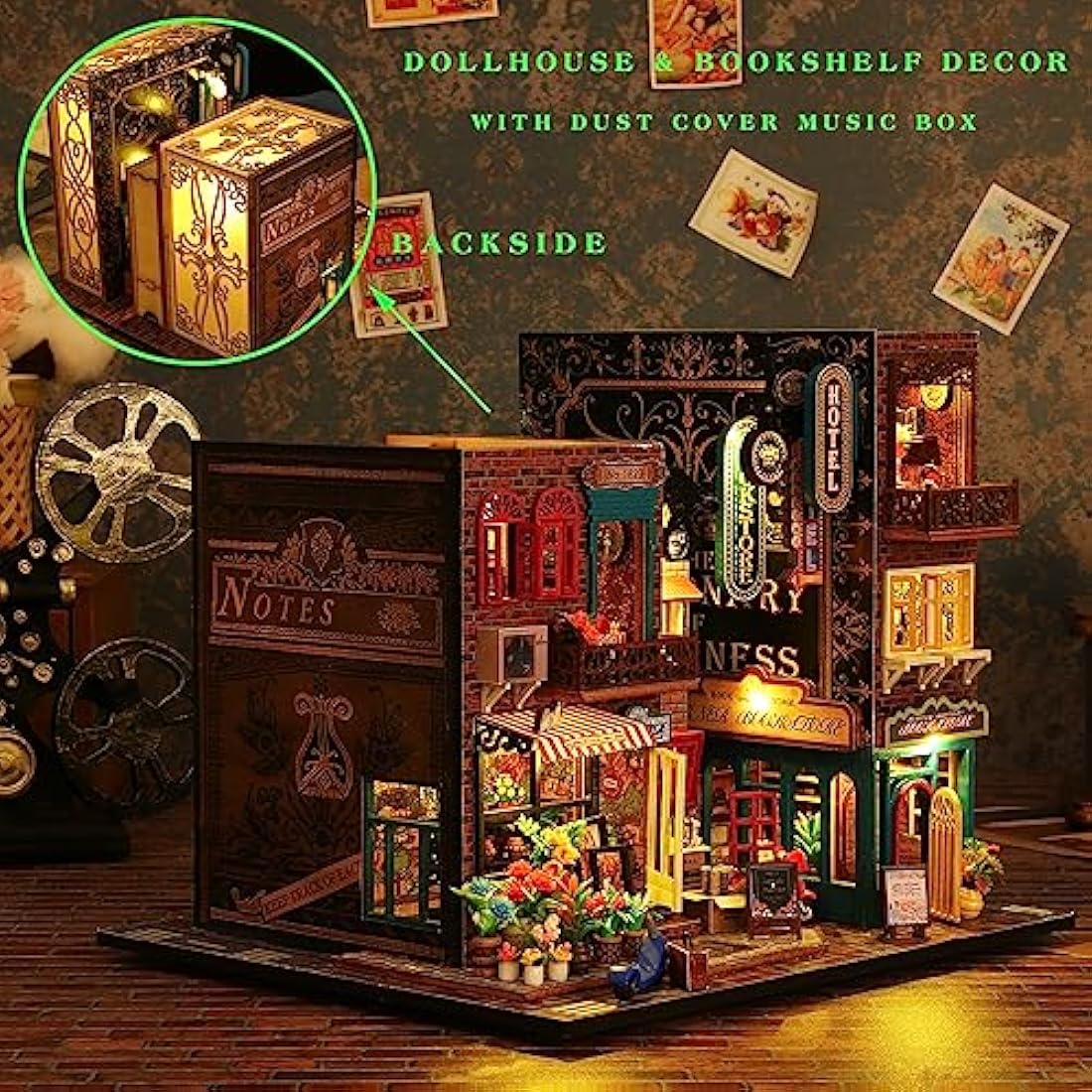 Spilay DIY Miniature Dollhouse Kit - 1:24 Scale Wooden House with Dust Cover