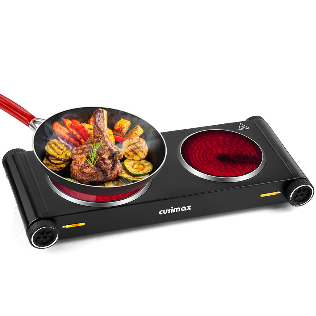 CUSIMAX 2400W Double Infrared Electric Hob | Portable Hot Plate Cooktop