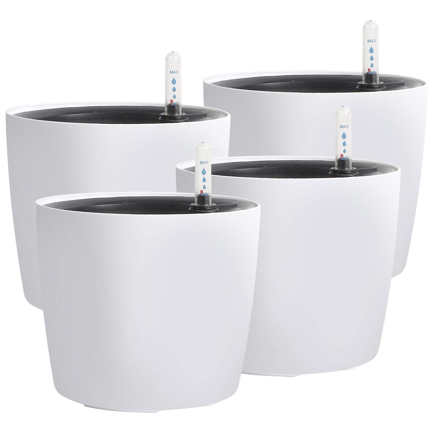 KINJOEK 7 Inch Self Watering Planter with Water Level Indicator, 4 Pack